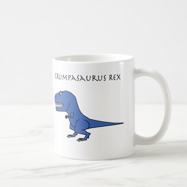 Grumpasaurus Rex blått texturerad mugg (Höger)
