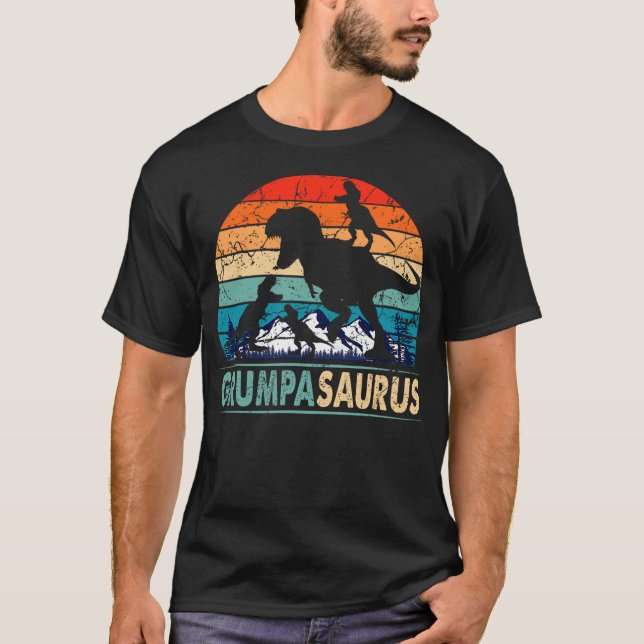 Grumpasaurus T Rex Grumpa Dinosaur 3 Kids Funny Fa T Shirt (Framsida)