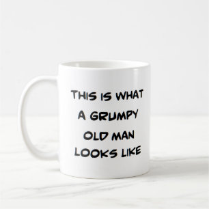 grumpig gammal man kaffemugg