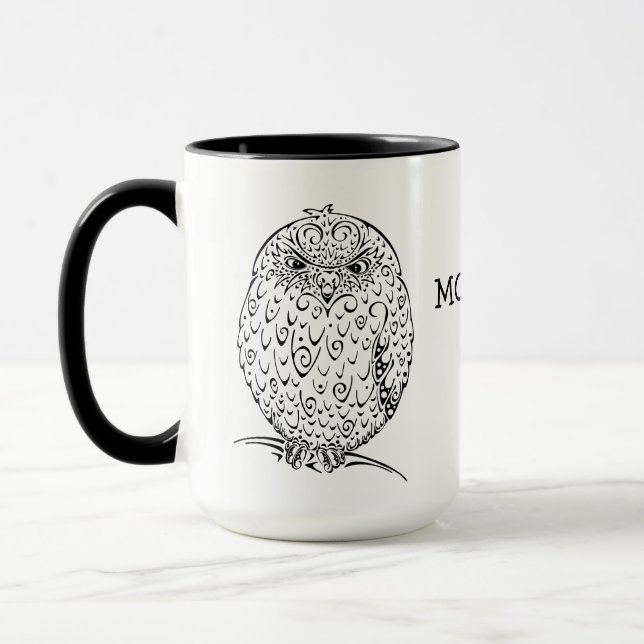 Grumpy African Barred Owlet Design Mugg (Vänster)