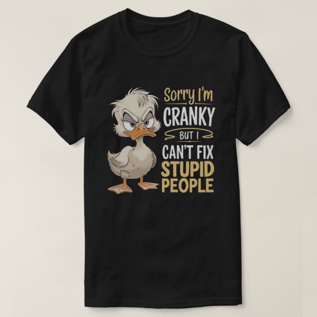 Grumpy Anka Tecknad - Lusnyj Cranky Animal Art T Shirt (Design framsida)