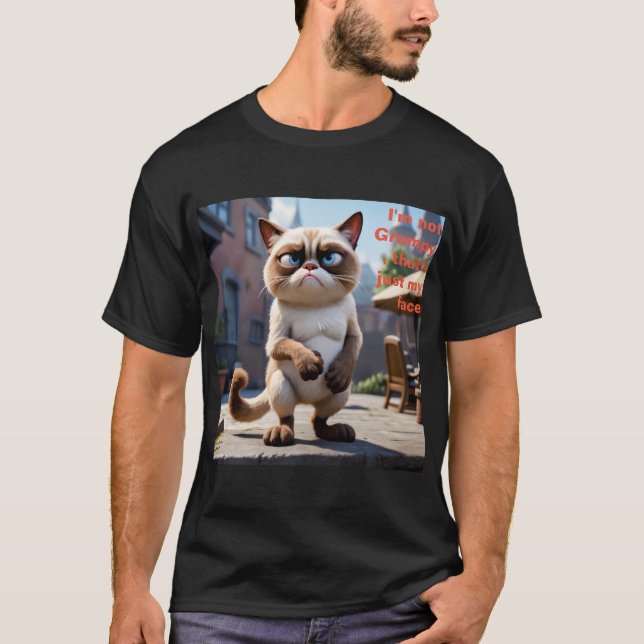 Grumpy Ansikte T Shirt (Framsida)