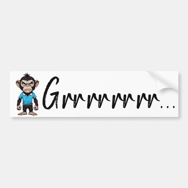 Grumpy Ape Decal-uttryck, Argen Grrr-uttryck Bildekal (Framsidan)