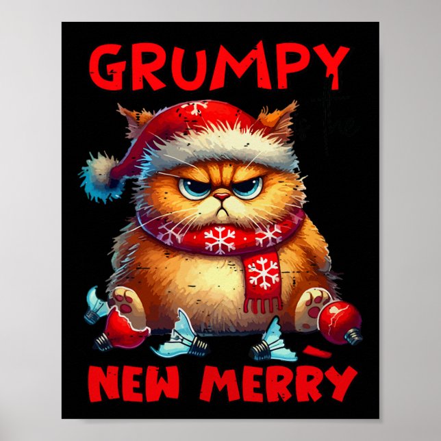 Grumpy är New God jul Cat Sarcastic Cu Poster (Framsidan)