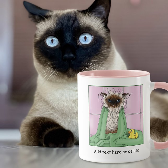 Grumpy Badtid Himalayan Siamese Katt Rolig Rosa Mugg (Skapare uppladdad)