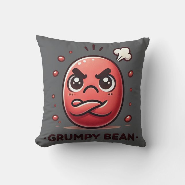 Grumpy Bean - Moody lilla bean Kudde (Framsida)