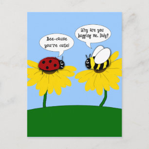 Grumpy Bee och Smitten Ladybug Postcard Vykort