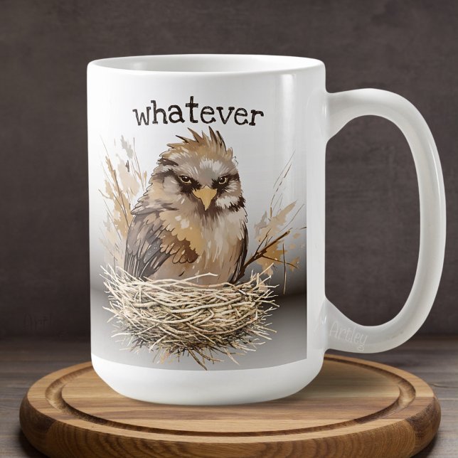 Grumpy Bird Original Artwork Morgon Sarcastic Kaffemugg (Skapare uppladdad)