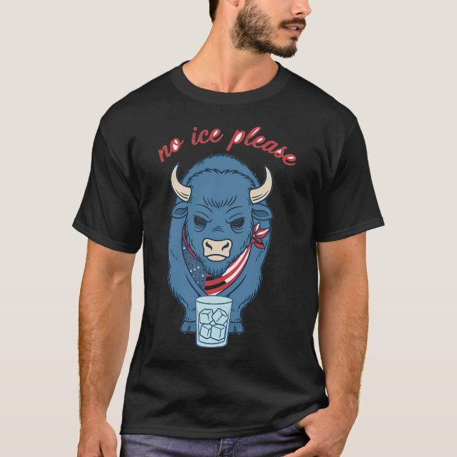 Grumpy Bison No Ice Please - Amerikansk Flagga Ban T Shirt (Framsida)