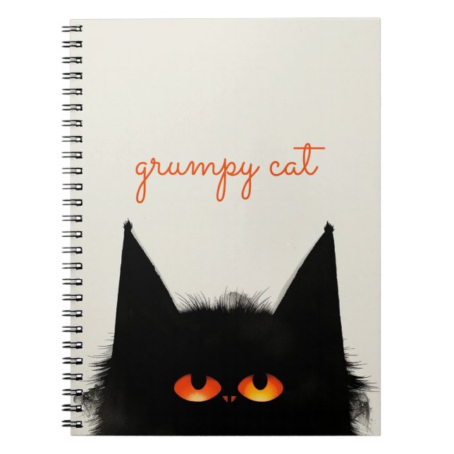 Grumpy Black Cat Anteckningsbok (Framsidan)