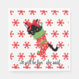 Grumpy Black Cat - det blir roligt hon sa - Papper Pappersservett