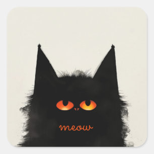Grumpy Black Cat Fyrkantigt Klistermärke
