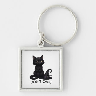 Grumpy Black Cat Halloween Fyrkantig Silverfärgad Nyckelring
