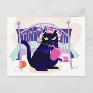 Grumpy Black Cat i sovhatten Vykort