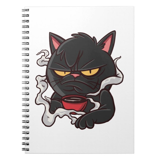 Grumpy Black Cat - Kaffe Älskare Anteckningsbok (Framsidan)