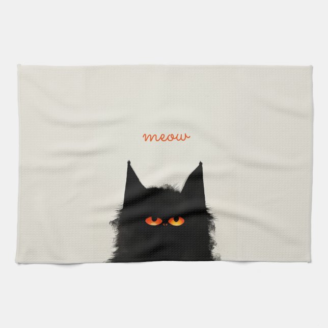 Grumpy Black Cat Kökshandduk (Horisontell)