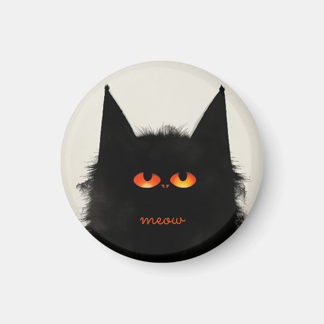 Grumpy Black Cat Magnet (Framsidan)