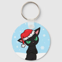 Grumpy Black Cat med Santa Hat