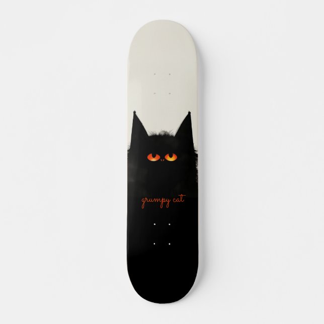 Grumpy Black Cat Mini Skateboard Bräda 18,5 Cm (Framsida)