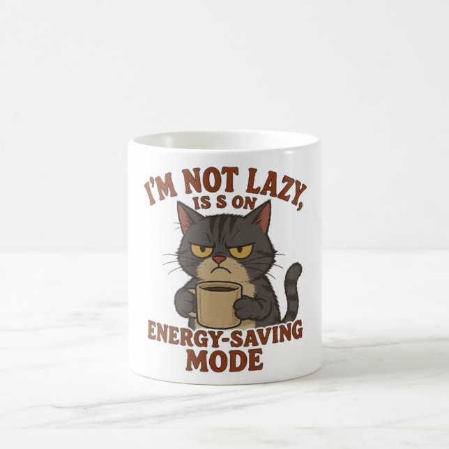 Grumpy Black Cat Mug – Energy-Saving Mode Quote Kaffemugg (Center)