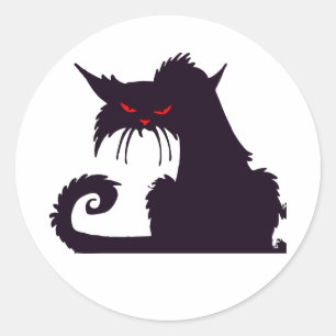 Grumpy Black Cat Stickers Runt Klistermärke
