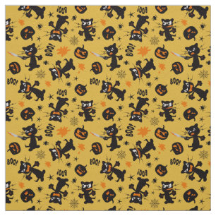 Grumpy Black Halloween Cats and Spooky Pumpkins Tyg