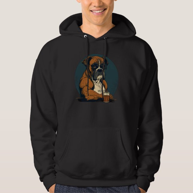 Grumpy Boxer Drinks Whisky Hoodie (Framsida)