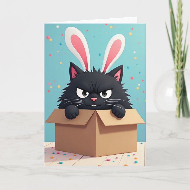 Grumpy Bunny Cat Birthday Card Kort (Framsida)