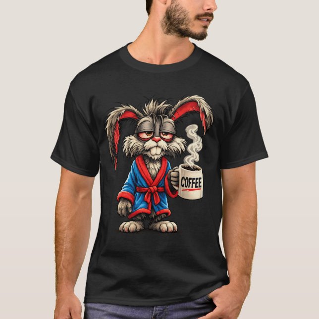 Grumpy Bunny Coffee Funny T-Shirt (Framsida)