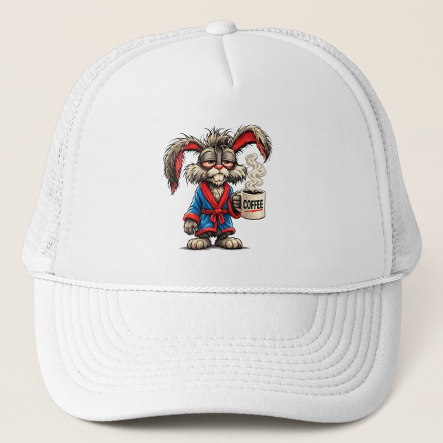 Grumpy Bunny Coffee Funny T-Shirt Keps (Framsida)