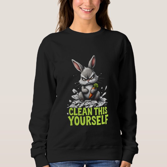 Grumpy Bunny STÄDA DETTA SJÄLV Pälsdjur Humor Fu T Shirt (Framsida)