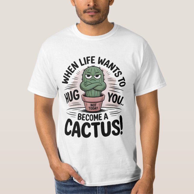 Grumpy Cactus - Lustigt citattecken, Tecknad T Shirt (Framsida)
