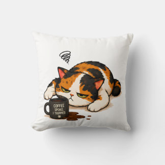Grumpy Calico Katt - Kaffe talade Kudde