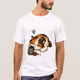 Grumpy Calico Katt - Kaffe talade T Shirt