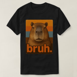 Grumpy Capybara ”bruh” Meme – Rolig Retro Djur T Shirt