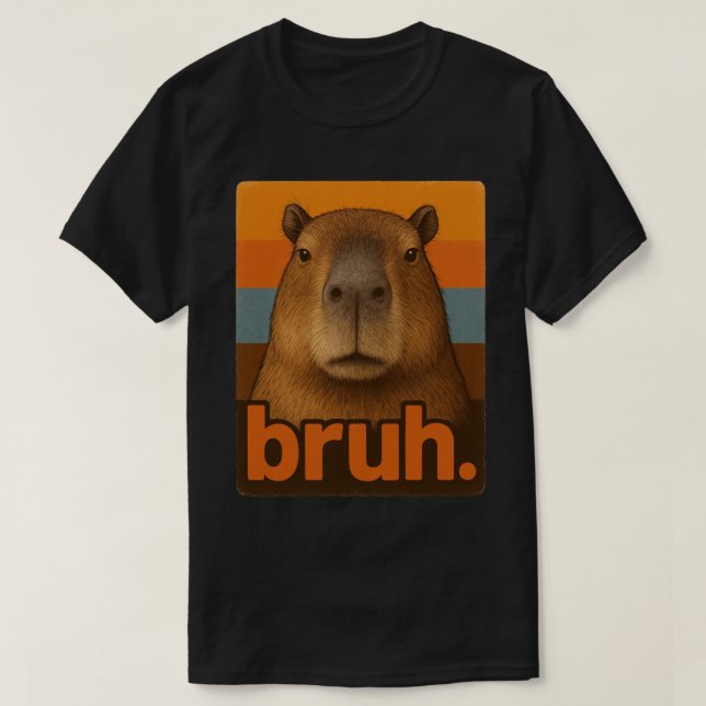 Grumpy Capybara ”bruh” Meme – Rolig Retro Djur  T Shirt (Design framsida)