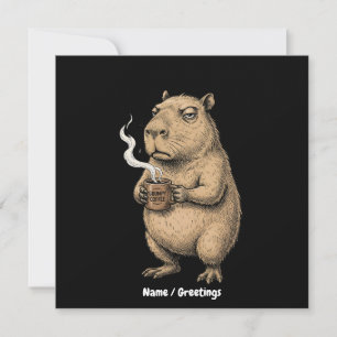 Grumpy Capybara Kaffe Vintage Bläck Skiss Inbjudningar
