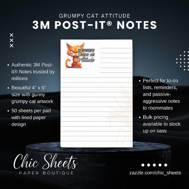 Grumpy Cat Attityd Linjerade 3M Post-it® Notes Post-it Block (Skapare uppladdad)