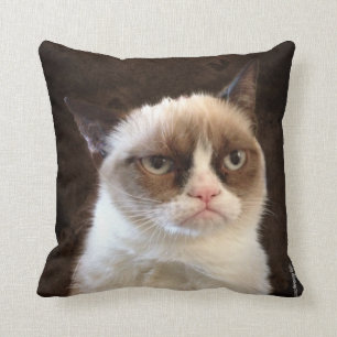 Grumpy Cat Brown Pillow Kudde