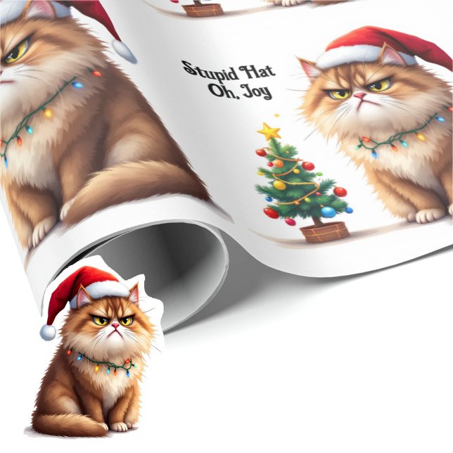 Grumpy Cat det är jul igen Anpassningsbar Text Presentpapper (Skapare uppladdad)