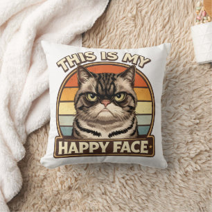 Grumpy Cat "Detta Är Mitt Glada Ansikte" Rolig Ret Kudde