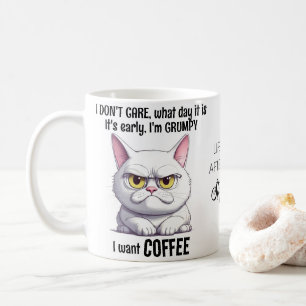 Grumpy Cat Drinking Coffee Quote Kaffemugg