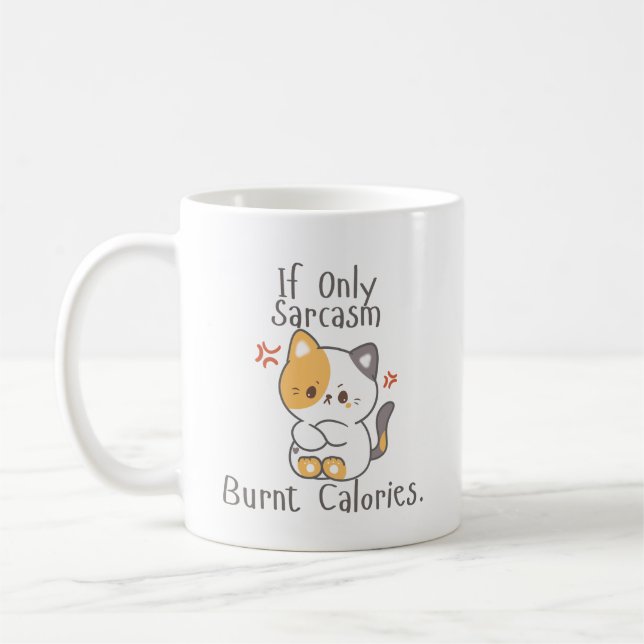 Grumpy Cat Energy - Sarcasm bränner inte kalorier Kaffemugg (Vänster)