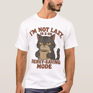 Grumpy Cat “Energy-Saving Mode” Funny Quote Design T Shirt