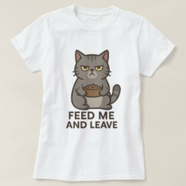 Grumpy Cat “Föda Mig och Lämna” Rolig T-Shirt