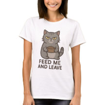 Grumpy Cat “Föda Mig och Lämna” Rolig T-Shirt