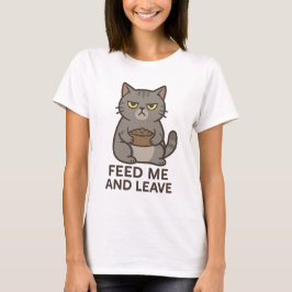 Grumpy Cat “Föda Mig och Lämna” Rolig T-Shirt