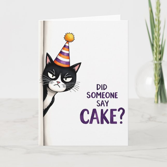 Grumpy Cat Födelsedagsfesthatt Kort (Framsida)