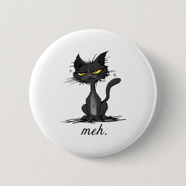 GRUMPY CAT - Funny Meh Cat - Crazy Cat Lady Gift Knapp (Framsida)