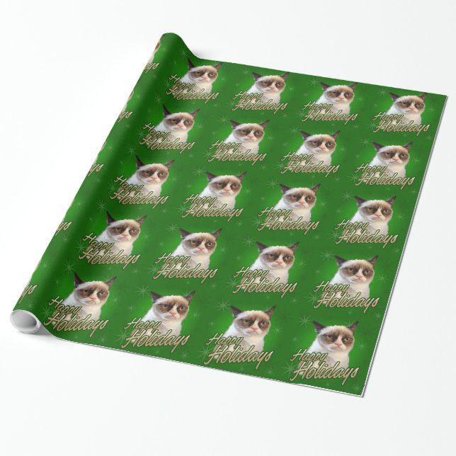 Grumpy Cat Glad helg Wrapping Papper Presentpapper (Utrullad)